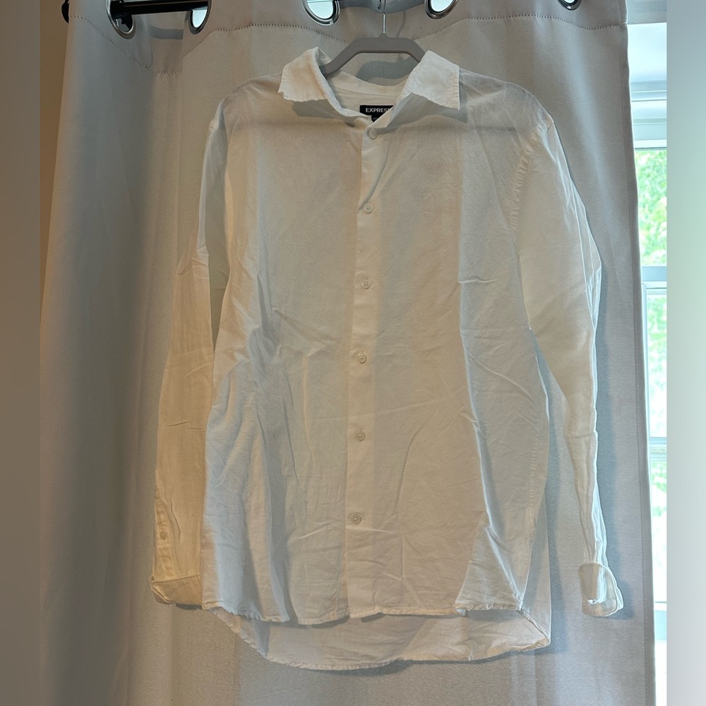 Express White Casual Button Down Shirt